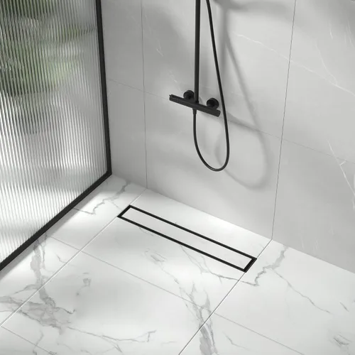 Miniatura 12 de Drenaje de ducha lineal de 12 pulgadas, drenaje de piso cepillado con rejilla de inserción de azulejos y colador de cabello, baño de acero
