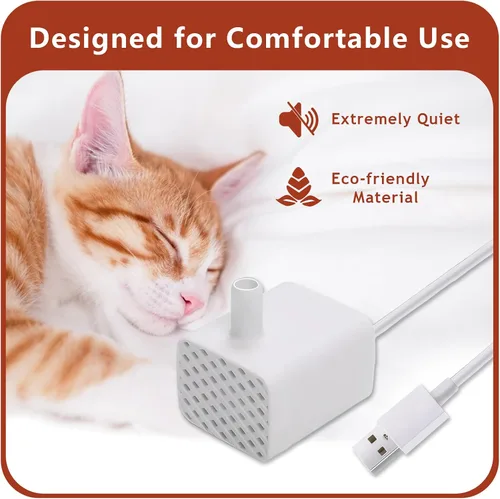 Miniatura 2 de Bomba de fuente de agua de repuesto para gatos, bomba USB sumergible de 5 W CC, 90 L/H (24 GPH), compatible con/para fuentes Pixi Round, Cubic