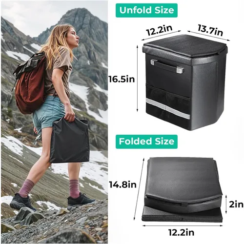 Miniatura 3 de 2025 Inodoro Portátil XL Mejorado para Adultos, Inodoro Alto de Camping con Tapa y Cómoda Bolsa de Transporte, Orinal Portátil para Acampar