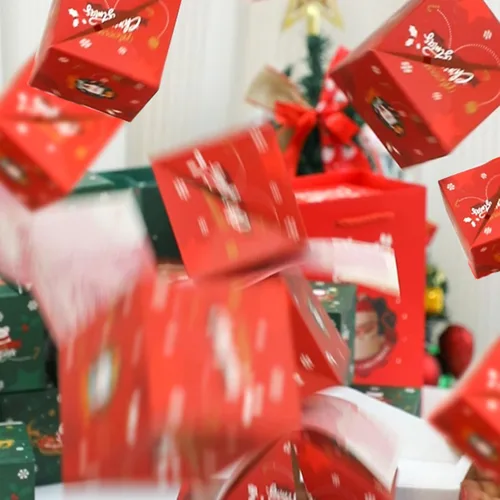 Miniatura 4 de Caja sorpresa de regalo por dinero, caja de regalo sorpresa, explosión, cajas de regalo sorpresa de Feliz Navidad, caja de regalo plegable con Rojo