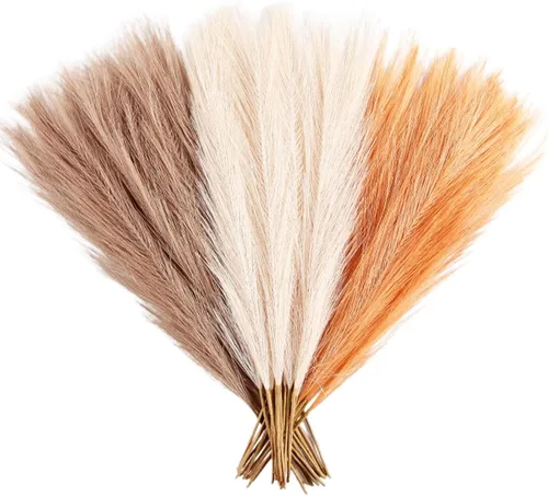 Miniatura 31 de Decoración de hierba de pampa naranja otoñal, 30 piezas de 17 pulgadas de hierba de pampa sintética, arreglo floral de hierba de pompas y relleno