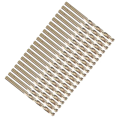 Miniatura 200 de PATIKIL Broca Jobber de 0.039 in, vástago recto M35 cobalto 5% acero de alta velocidad 135° acabado dorado para metal duro de acero inoxidable - 2