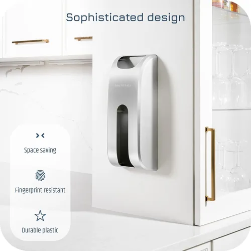 Miniatura 4 de Manterio Dispensador de bolsas de comestibles para montaje en pared, diseño que ahorra espacio, fácil de instalar, a prueba de manchas, resistente a