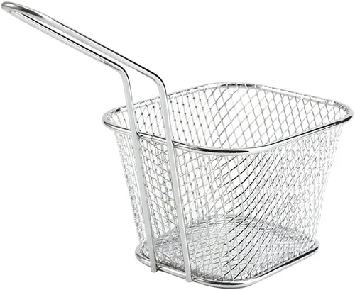 Miniatura 9 de 8 cestas cuadradas para freír, cesta de acero inoxidable para freidora profunda con mango de alambre, 4.1 x 3.3 x 2.6 pulgadas, cestas para servir