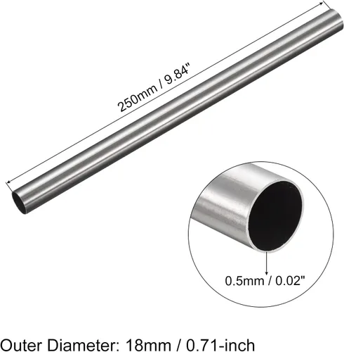 Miniatura 98 de uxcell Tubo de acero inoxidable 304, diámetro exterior de 34 mm x 1,5 mm de espesor de pared, 300 mm de longitud de tubería metálica para maquinaria