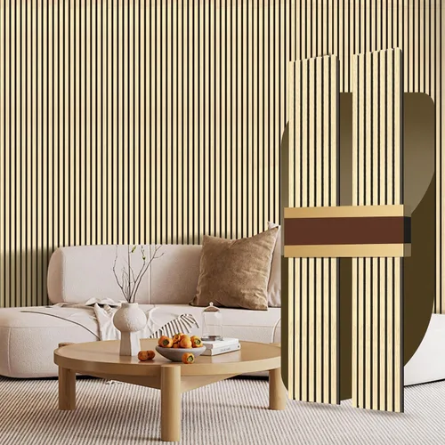 Miniatura 15 de RITOLLO Paneles de listones de madera para pared, 2 piezas de 94.5 x 11 pulgadas, paneles acústicos para decoración de pared interior, panel