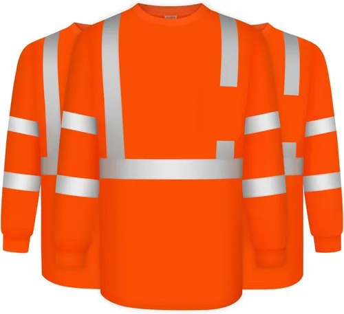 Miniatura 17 de TCCFCCT Camisetas de manga larga de alta visibilidad para hombres y mujeres - Clase 3 Hi Vis, camisas de trabajo de seguridad reflectantes con fondo