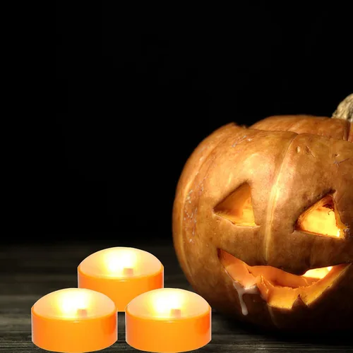 Miniatura 2 de Paquete de 2 luces de calabaza de Halloween, funciona con pilas, luces LED sin llama con control remoto/temporizador, calabaza Jack-O-Lantern
