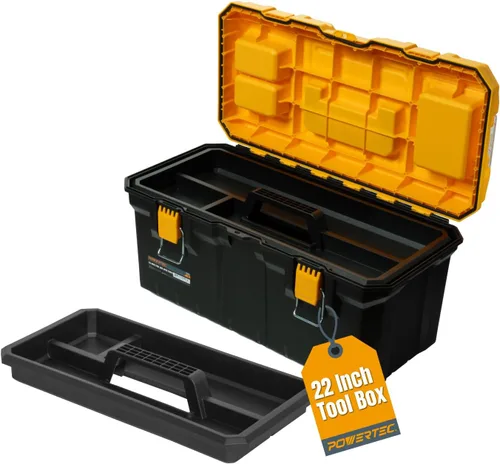 Miniatura 14 de POWERTEC Caja organizadora de herramientas apilable con separadores extraíbles, 17 compartimentos, entrelazado, diseño portátil, paquete de 2 Caja