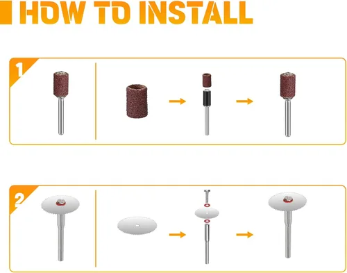 Miniatura 4 de HARDELL 69 piezas de accesorios para herramientas rotativas, kit de accesorios para herramientas rotativas eléctricas con vástagos de diámetro