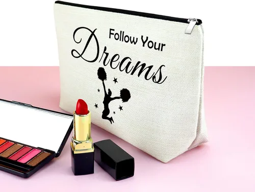 Miniatura 3 de Mxrymvu Regalo de animadora para mujer, bolsa de maquillaje de agradecimiento para alegría, Sigue tus sueños; Amor alegría