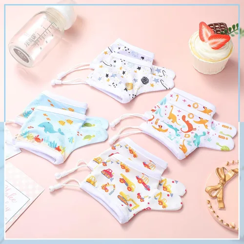 Miniatura 5 de Seematn 4 pares de guantes de succión de pulgar transpirables para niños pequeños que dejan de chupar los dedos de los dedos (3-6 años, dinosaurio)
