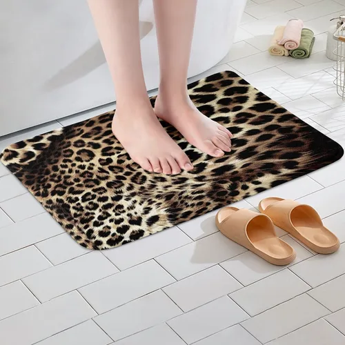 Miniatura 2 de Erosebridal Alfombras de baño con estampado de leopardo, ultra suaves, antideslizantes, decorativas, para habitación de animales de safari, 20 x 32