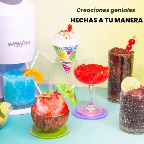 Miniatura 7 de Hawaiian Shaved Ice, Máquina Trituradora de Hielo y Paquete de Jarabes para Fiesta , Blanco