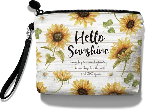 Miniatura 8 de Hglian Bolsa de maquillaje de abeja, organizador de cosméticos inspiradores, bolsa organizadora de artículos de tocador con girasol, bolsa