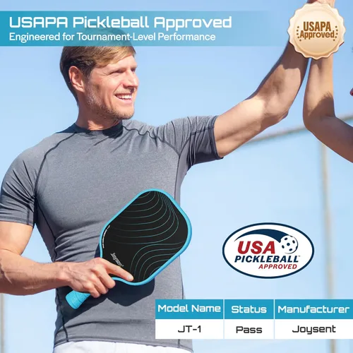 Miniatura 2 de Juego de 2 palas de pickleball aprobadas por USAPA de fibra de carbono con raquetas de pickleball para principiantes, bolas de pepinillo para Azul