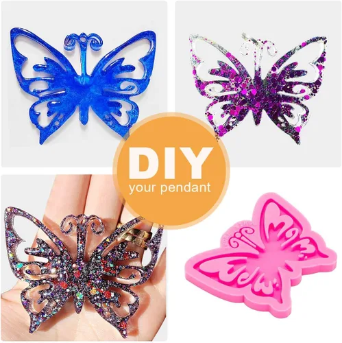 Miniatura 5 de Angel Wings Molde de silicona de resina con forma de mariposa, molde de resina epoxi, molde de resina para manualidades de joyería, moldes