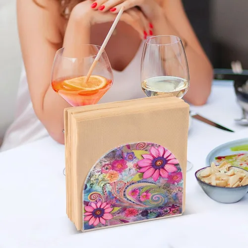 Miniatura 7 de Napkin Holder Blooming Flowers Napkin Holders for Tables, Clear Acrylic Napkin Holders Cocktail Napkin Holder for Kitchen Restaurant Bar Home Decor