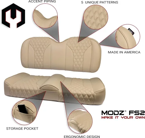 Miniatura 2 de MODZ® FS2 Asiento delantero personalizado para carrito de golf para Club Car Precedent/Onward/Tempo - [2004 en adelante] - Base color caqui