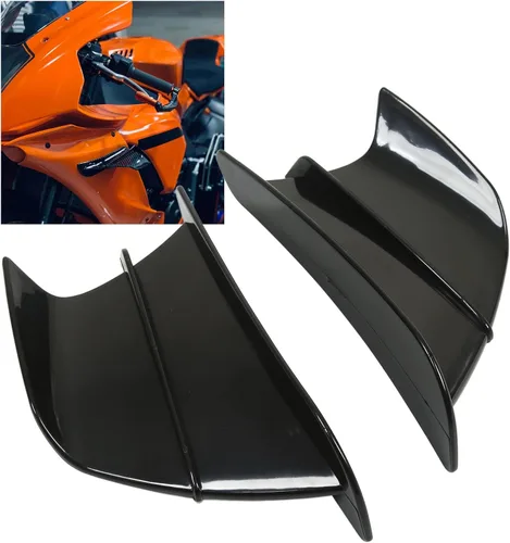 Aleta de viento lateral para motocicleta, alerón lateral de motocicleta, carenado delantero, aletas aerodinámicas para Z900 Z1000 (negro brillante)