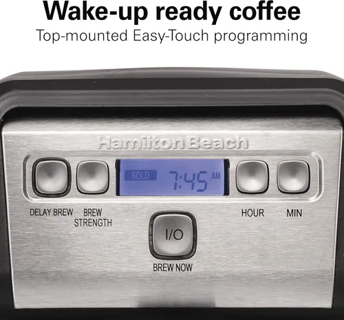 Miniatura 4 de Hamiton Beach - Cafetera de goteo programable compacta de 12 tazas con jarra de vidrio de burosilicato sin goteo, apagado automático de 2 horas