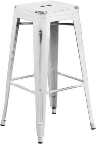 Miniatura 46 de Flash Furniture Lily - Juego de 4 taburetes de bar de metal rojo sin respaldo de 30 pulgadas de alto grado comercial para interiores y exteriores