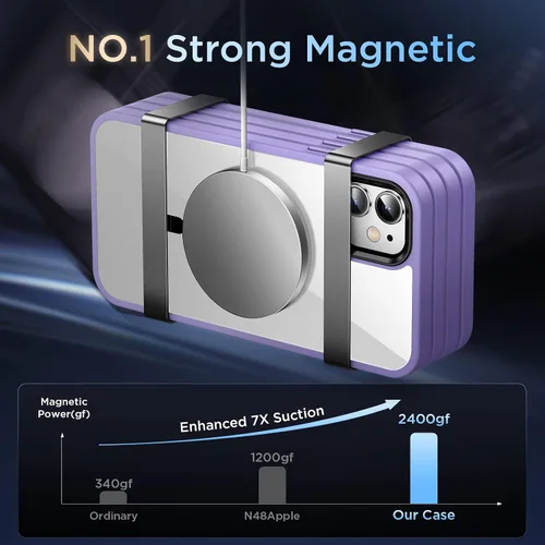 Miniatura 2 de Funda magnética fuerte para iPhone 11, compatible con MagSafe, protección militar contra caídas, agradable al tacto, a prueba de golpes, funda