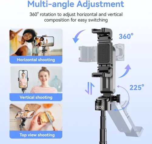 Miniatura 4 de Mini trípode retráctil para teléfono celular, trípode portátil para selfie stick de viaje con soporte para teléfono celular de control remoto