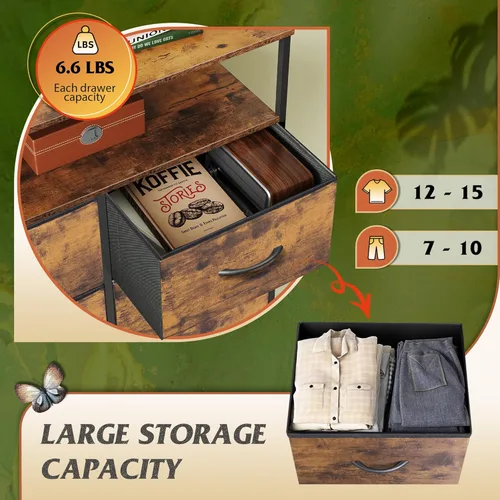 Miniatura 5 de WLIVE - Cómoda de tela para dormitorio con estantes abiertos, cómoda alta con 8 cajones, torre de almacenamiento con contenedores de tela, cómoda
