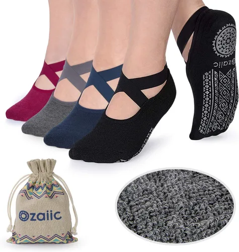 Ozaiic Calcetines antideslizantes para yoga pilates barre fitness hospital para mujer