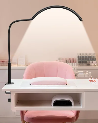 Miniatura 9 de Half Moon Desk Lash Light with 2X Magnifier, 2-in-1 Dual Arm Gooseneck Clamp Lamp for Eyelash Extension, Shadow-Free Esthetician Light, Adjustable