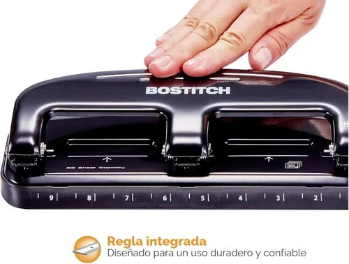 Miniatura 3 de Bostitch Office EZ Squeeze - Perforadora estándar de 20 hojas, 3 agujeros, construcción metálica, plateado/negro (HP20)