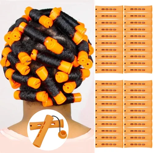 Miniatura 10 de Juego de 100 varillas rizadoras de cabello – Rodillos de plástico de onda fría para peinado de cabello natural, largo o corto – Herramientas
