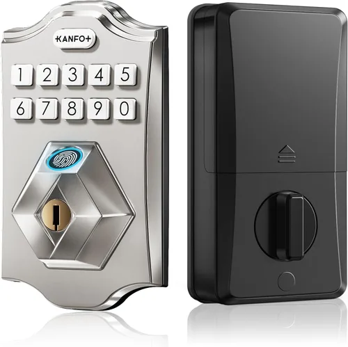 Miniatura 7 de KS2 huella digital, cerrojo de entrada sin llave con teclado, cerrojo electrónico, cerraduras inteligentes para puerta delantera, con código