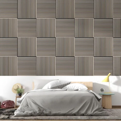 Miniatura 5 de IZODEKOR Paneles de pared acústicos de madera de 23.5 x 23.5 pulgadas (paquete de 2) – Paneles decorativos absorbentes de sonido para decoración