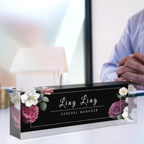 Miniatura 4 de Placa de nombre de escritorio personalizada, placa de identificación acrílica, placas de nombre personalizadas para regalos de oficina, escritorio