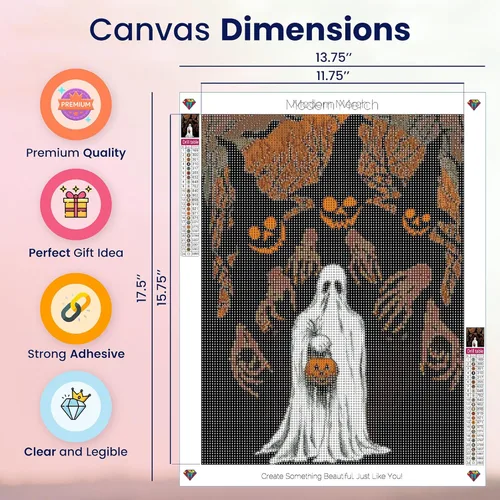 Miniatura 3 de Modern Merch Arte de diamantes de Halloween, monstruo aterrador y fantasma de puntos de diamante para adultos, kit de pintura de joyas artísticas