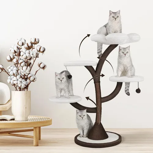 Miniatura 7 de Mavpet Árbol para gatos moderno de varios niveles, torre para gatos todo en uno con poste rascador, casas de árbol de flores para gatos