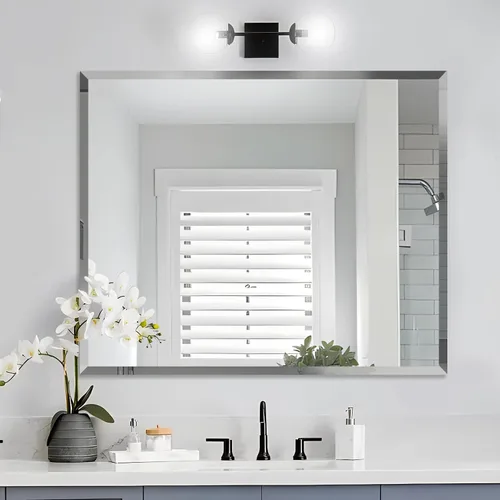 Miniatura 8 de Espejo de borde biselado de 20x28 pulgadas sin marco, rectangular para pared de baño, a prueba de explosiones y roturas, espejo de tocador