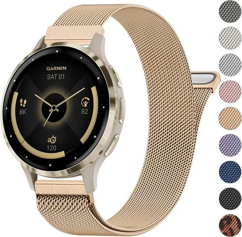 Miniatura 12 de 18mm Bandas de metal para Garmin Venu 3S / Venu 4 41mm / Venu 2S / Vivoactive 4S / Vivomove 3S / Forerunner 265s Correas de reloj, Correa de muñeca