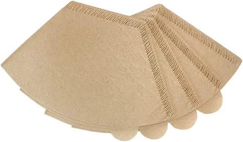 Filtros de café festoneados, papel desechable por goteo, sin blanquear, filtro para gotero de café, 100 unidades, U101 sin blanquear