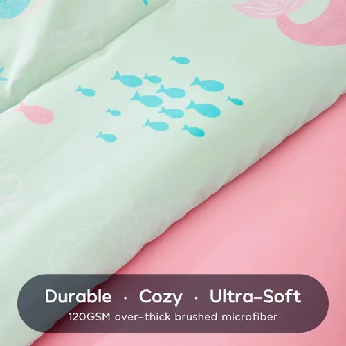 Miniatura 4 de SLEEP ZONE - Juego de edredón de 5 piezas tamaño Individual para niños, estampado suave, con edredón, sábanas y fundas para cojín y almohada, diseño