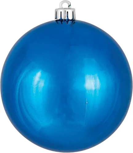 Miniatura 55 de Vickerman Adorno de bola de Navidad inastillable con acabado de lentejuelas con tapa perforada, 6 por bolsa, 4 pulgadas, color negro