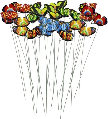 50 estacas de mariposa para jardín, estacas de decoración de mariposa, impermeables, para jardín, decoración de patio, Navidad, 9.8 pulgadas