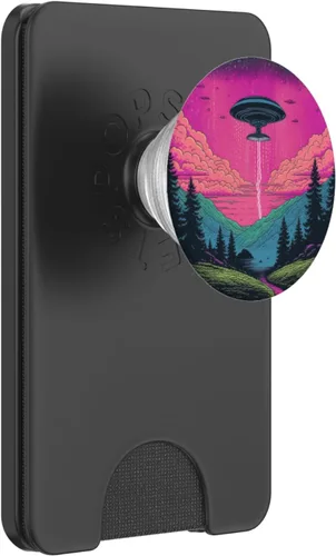Miniatura 7 de Retro Alien Abduction Synthwave Ufo PopSockets intercambiables PopGrip