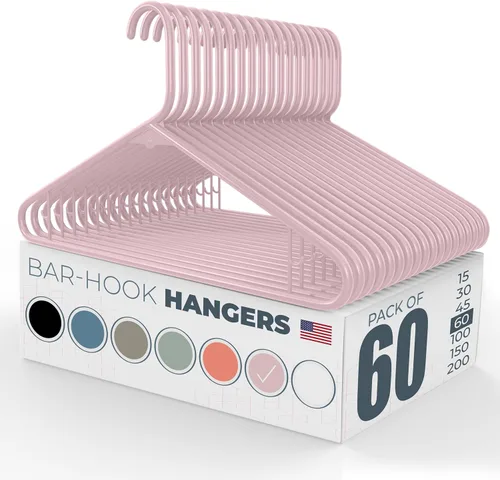 Miniatura 21 de Paquete de 100 perchas de plástico, fabricadas en los Estados Unidos, capacidad de 6 libras, perchas estándar con ganchos para correa para vestidos