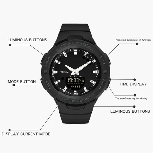Miniatura 7 de findtime Relojes analógicos digitales deportivos impermeables reloj de doble pantalla LED retroiluminación LED reloj de pulsera luminoso