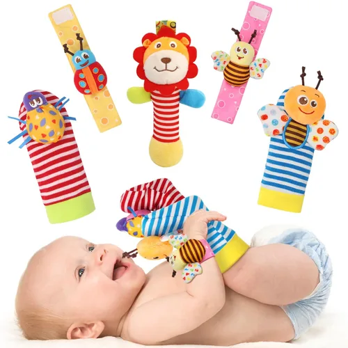 Sonajeros de muñeca para bebés de 0 a 6 meses, calcetines para pies y piernas, tobillos, brazos, mano, pulsera, agitador para niños y niñas de 6 a