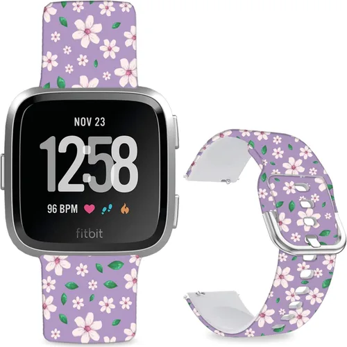 Miniatura 13 de Correas de reloj de silicona suave compatibles con Fitbit Versa 2/Versa/Fitbit Versa Lite/SE, correa de repuesto con bonito patrón floral de 0.98
