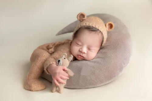 Miniatura 3 de Moda recién nacido niños niñas bebé sesión de fotos accesorios trajes ganchillo ropa mohair sombrero pantalones fotografía accesorios disfraz Caqui